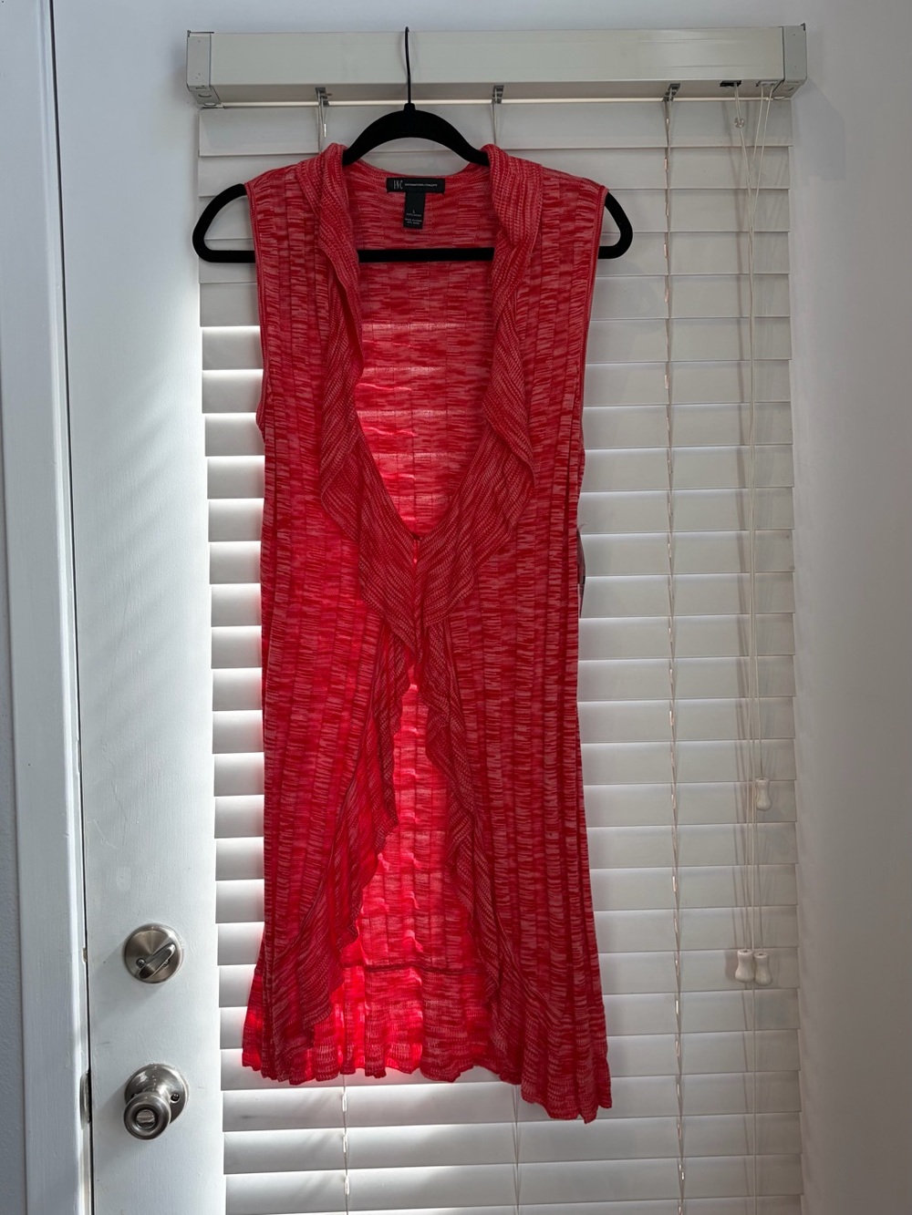 NWT INC Red Slub Knit Waterfall Vest Duster Y2K Size L
